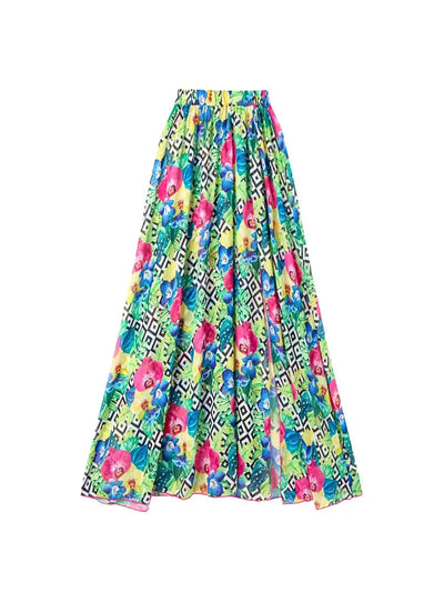 Orchid Strap Print Spaghetti Swimsuit Set