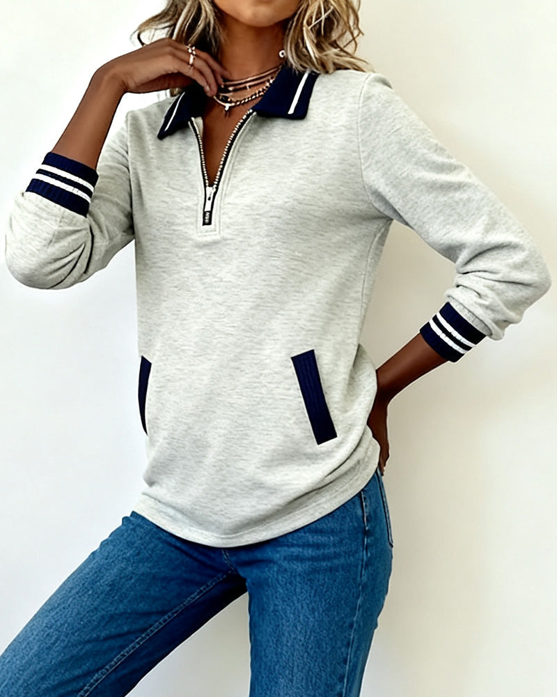 Stella® | Loose Sweatshirt with Lapel and Zipper