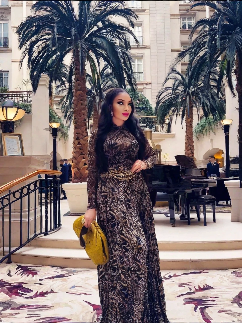 Brown Sheer Mesh Slim-Fit Maxi Dress