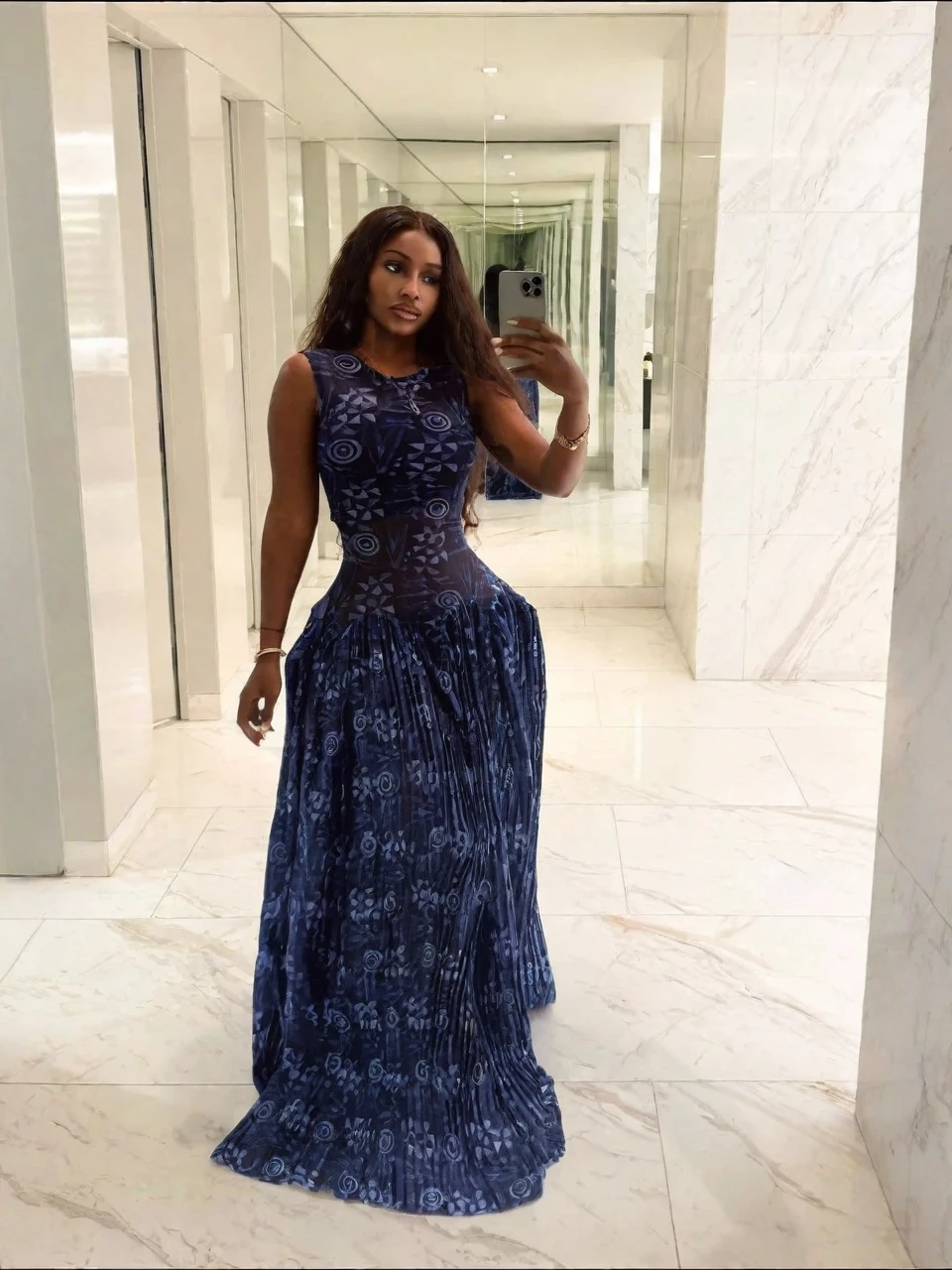 Adinkra Pleated Maxi Dress