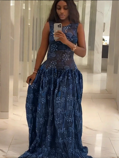 Adinkra Pleated Maxi Dress