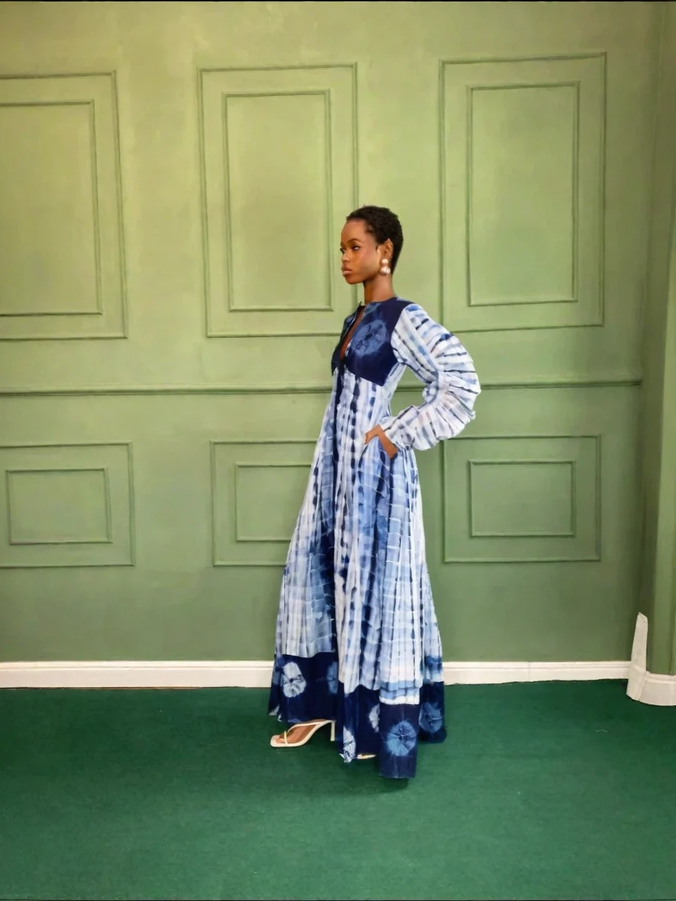 Blue Tie-Dye Maxi Dress