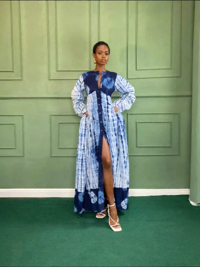 Blue Tie-Dye Maxi Dress