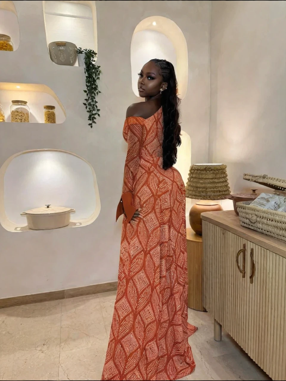 Chic Geometric One-Shoulder Maxi Dress