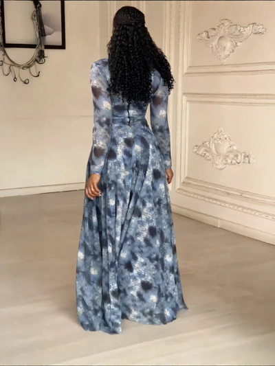 Lyric Dye Blue Abstract Maxi Dress