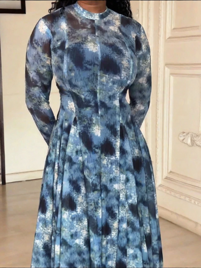 Lyric Dye Blue Abstract Maxi Dress