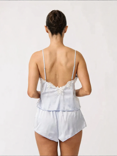 Lace-Trimmed Satin Loungewear Set