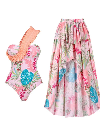 Vacation Floral Print Swimsuit Combo