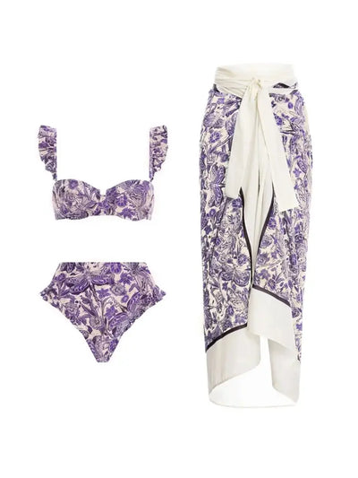 Dragonfly Ruffle Bikini Swimsuit Set