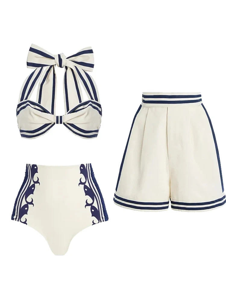 Navy Style Halter Bikini Set