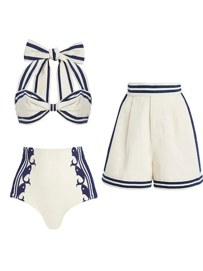 Navy Style Halter Bikini Set
