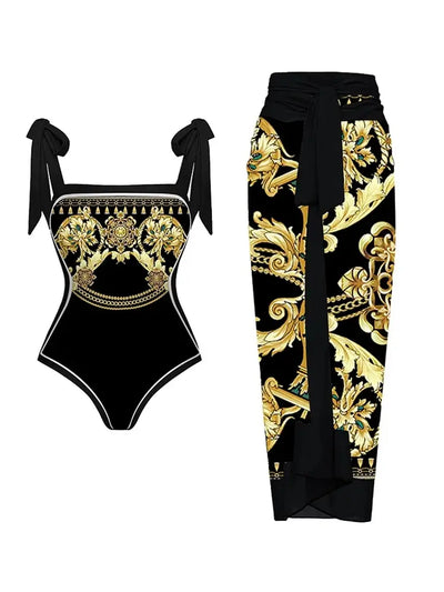 Reversible Retro Print One Piece Swimsuit