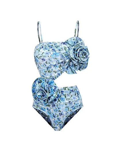Halter Floral Strapless One-Piece Set