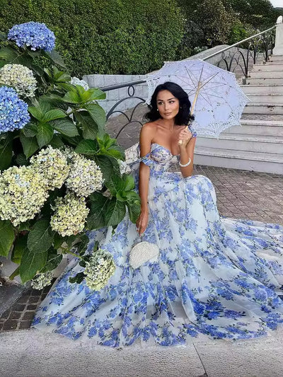 Robe Dolce Vita Fleurie – Bleu & Rose Antique