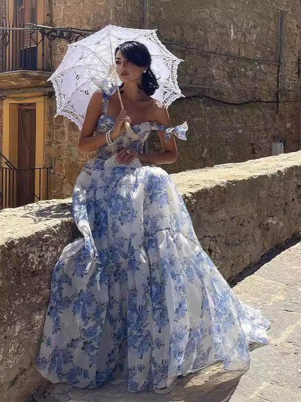 Robe Dolce Vita Fleurie – Bleu & Rose Antique