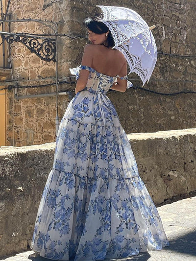 Robe Dolce Vita Fleurie – Bleu & Rose Antique