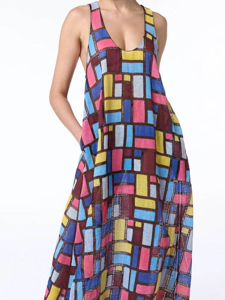 Patchwork Embroidered Maxi Dress