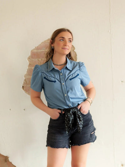 Azure Western Charm Blouse