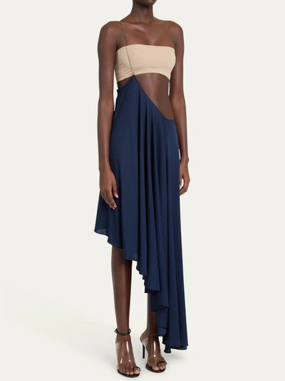 Asymmetric Chain Strap Full Length Skirt