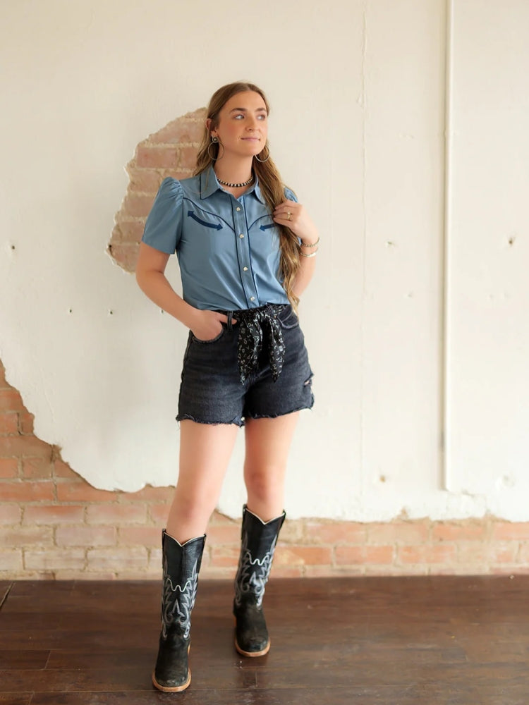Azure Western Charm Blouse