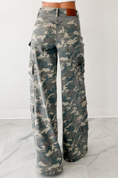 Kayla High Rise Cargo Hidden Jeans (Camouflage) - Ships by 12/1