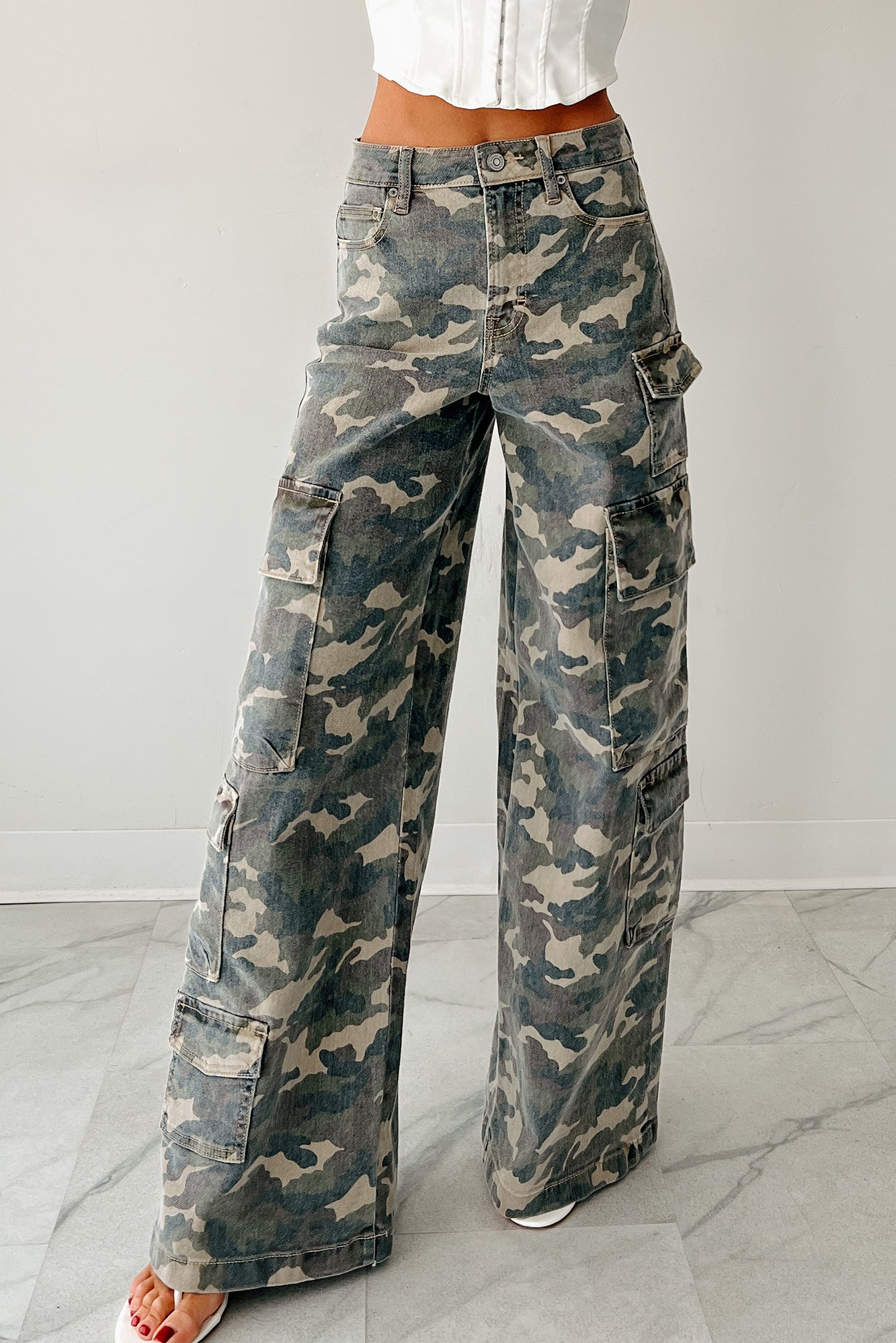 Kayla High Rise Cargo Hidden Jeans (Camouflage) - Ships by 12/1