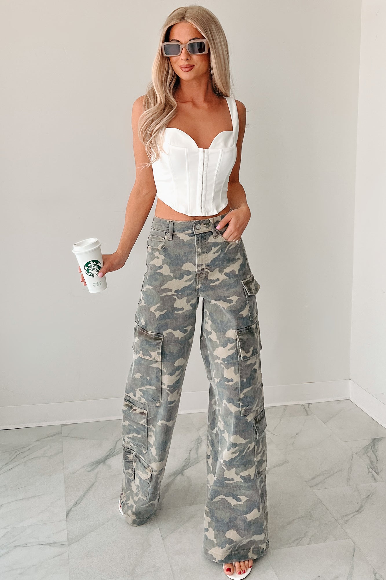 Kayla High Rise Cargo Hidden Jeans (Camouflage) - Ships by 12/1