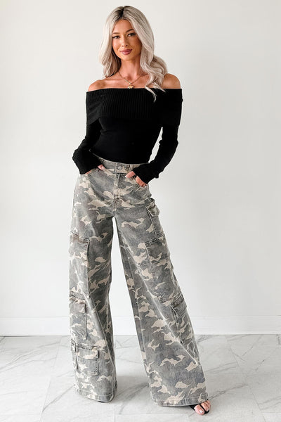 Kayla High Rise Cargo Hidden Jeans (Camouflage) - Ships by 12/1
