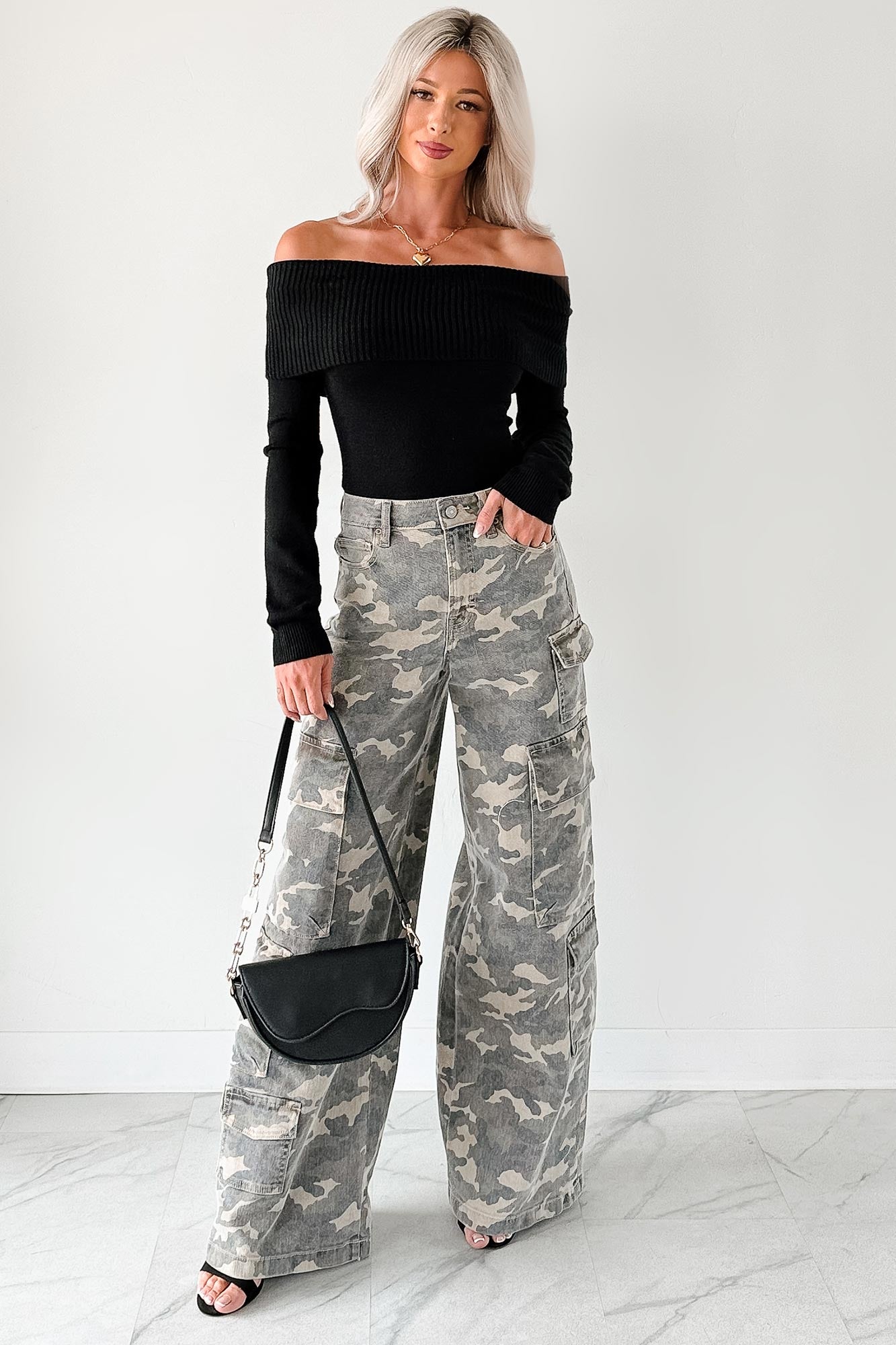 Kayla High Rise Cargo Hidden Jeans (Camouflage) - Ships by 12/1