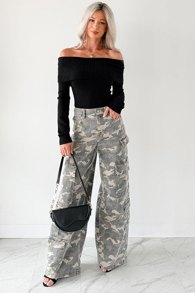 Kayla High Rise Cargo Hidden Jeans (Camouflage) - Ships by 12/1
