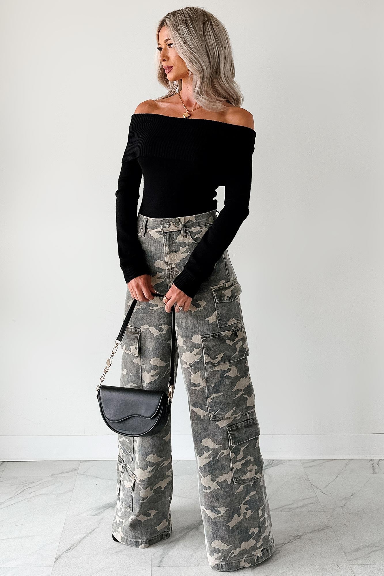 Kayla High Rise Cargo Hidden Jeans (Camouflage) - Ships by 12/1