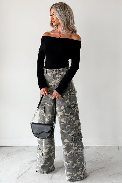 Kayla High Rise Cargo Hidden Jeans (Camouflage) - Ships by 12/1