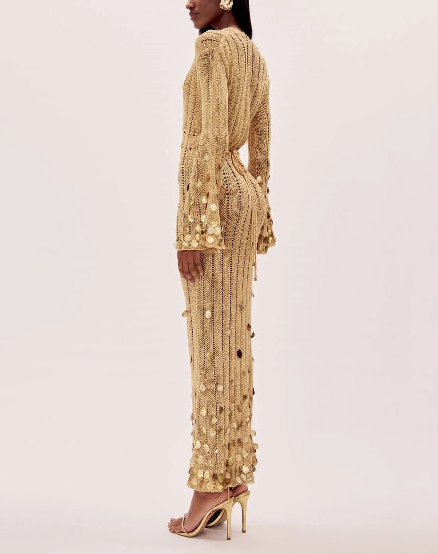 Dolly Gold Knit Maxi Dress
