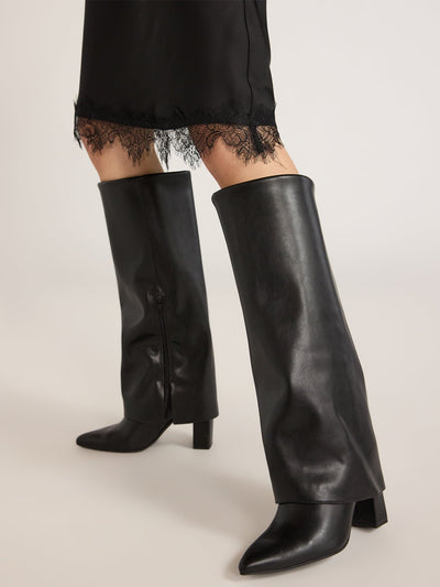 Pointed toe high heel western jeans boots